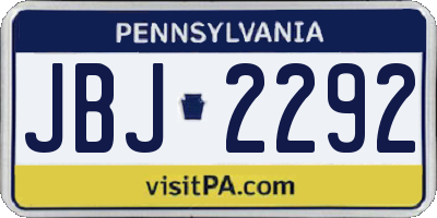 PA license plate JBJ2292