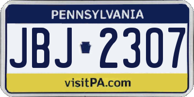 PA license plate JBJ2307