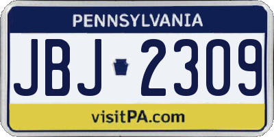 PA license plate JBJ2309