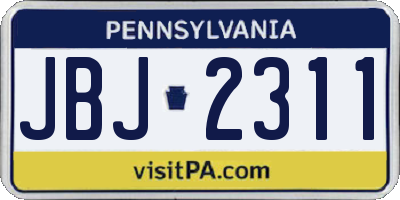 PA license plate JBJ2311