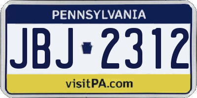 PA license plate JBJ2312