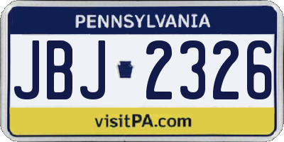 PA license plate JBJ2326