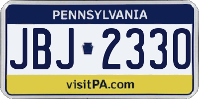 PA license plate JBJ2330