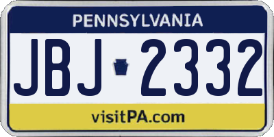 PA license plate JBJ2332