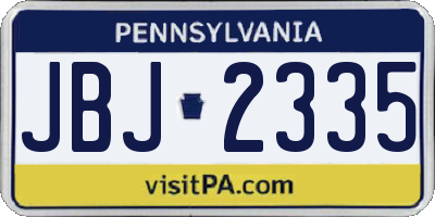 PA license plate JBJ2335