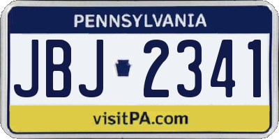 PA license plate JBJ2341