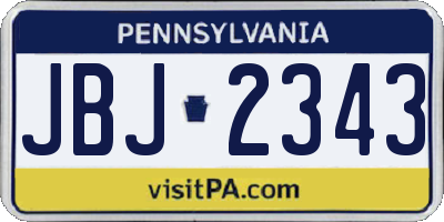 PA license plate JBJ2343