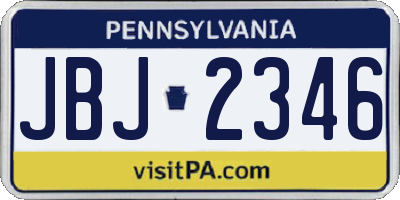 PA license plate JBJ2346