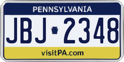 PA license plate JBJ2348