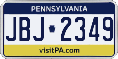 PA license plate JBJ2349