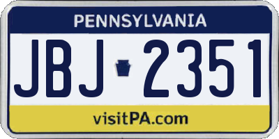 PA license plate JBJ2351