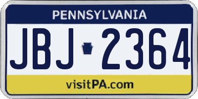 PA license plate JBJ2364