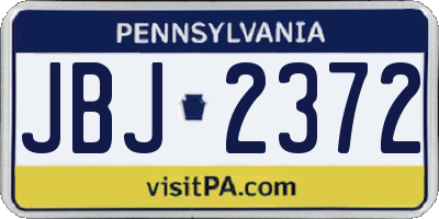 PA license plate JBJ2372