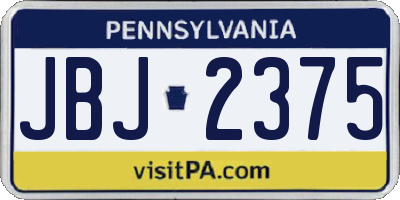 PA license plate JBJ2375