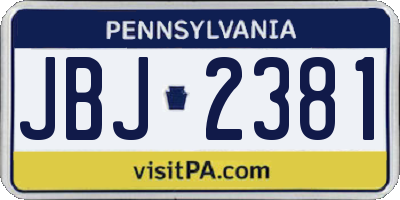PA license plate JBJ2381