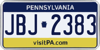 PA license plate JBJ2383