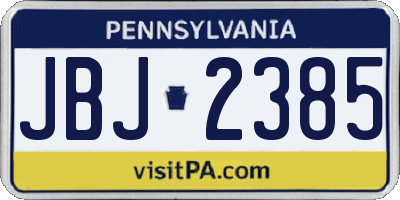 PA license plate JBJ2385