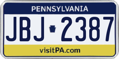 PA license plate JBJ2387