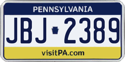 PA license plate JBJ2389