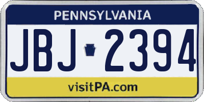 PA license plate JBJ2394
