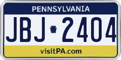 PA license plate JBJ2404