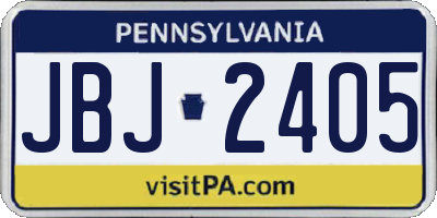 PA license plate JBJ2405