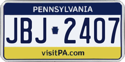 PA license plate JBJ2407