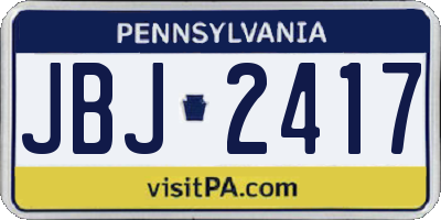 PA license plate JBJ2417
