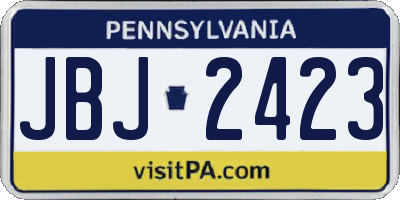 PA license plate JBJ2423