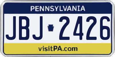 PA license plate JBJ2426