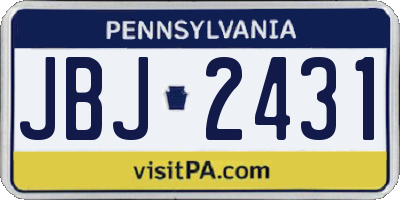 PA license plate JBJ2431