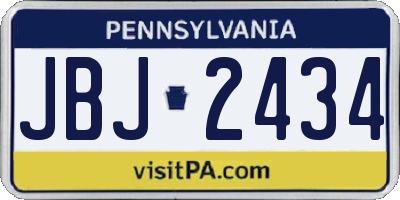 PA license plate JBJ2434