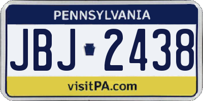 PA license plate JBJ2438