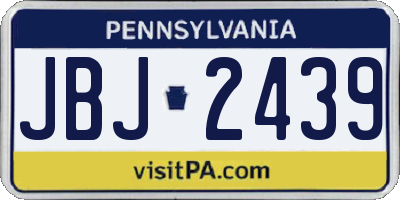 PA license plate JBJ2439