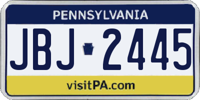PA license plate JBJ2445
