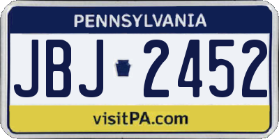 PA license plate JBJ2452