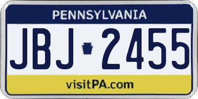 PA license plate JBJ2455