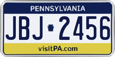 PA license plate JBJ2456