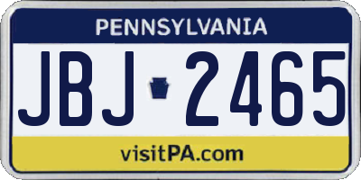 PA license plate JBJ2465