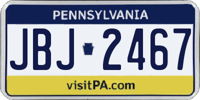 PA license plate JBJ2467