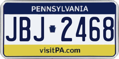 PA license plate JBJ2468