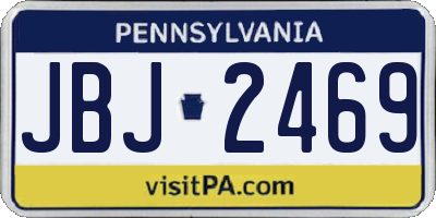 PA license plate JBJ2469