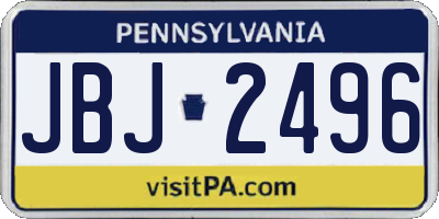 PA license plate JBJ2496