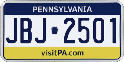 PA license plate JBJ2501