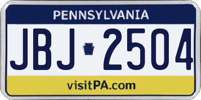 PA license plate JBJ2504