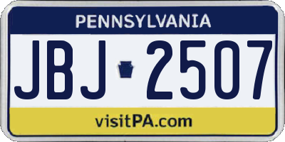 PA license plate JBJ2507