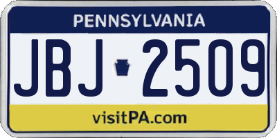 PA license plate JBJ2509