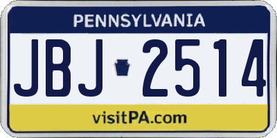 PA license plate JBJ2514