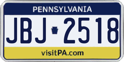 PA license plate JBJ2518