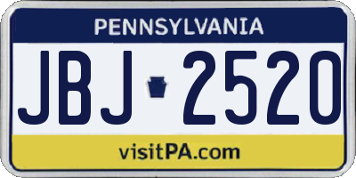 PA license plate JBJ2520
